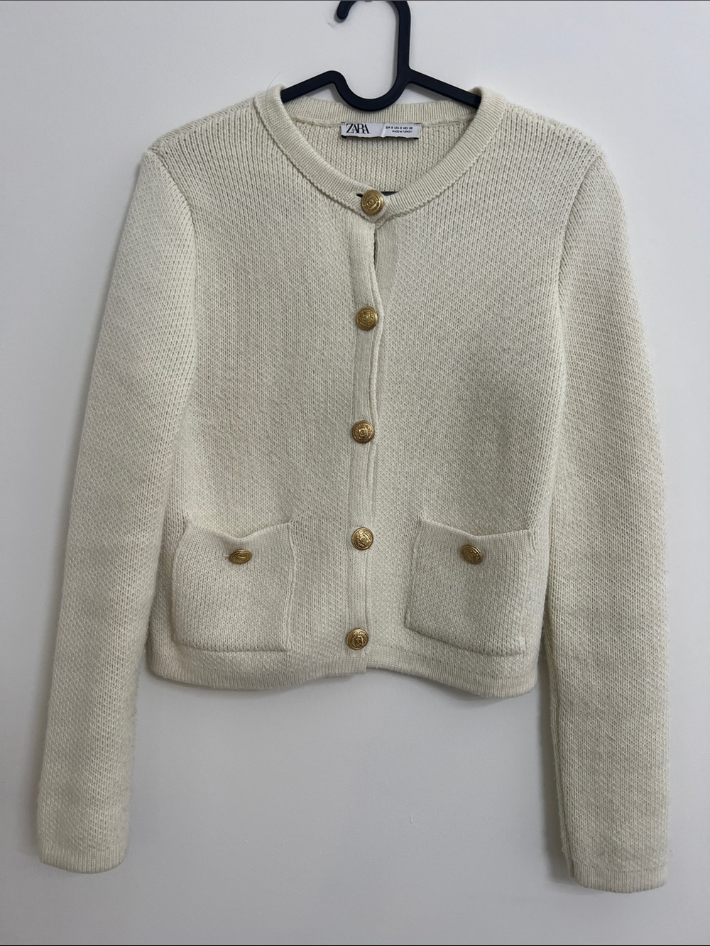 Zara Cream Knit Cardigan with Gold Buttons